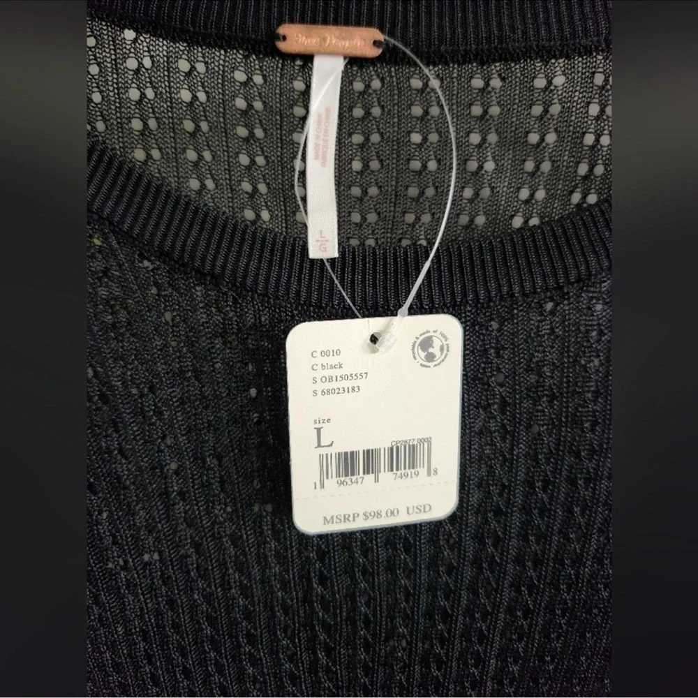 Free People H2O Black Mesh Long Sleeve Top